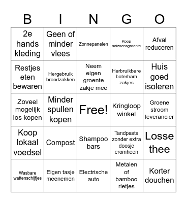 Recycle Bingo Card
