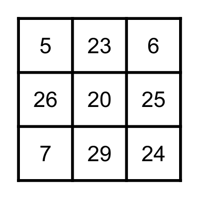 Numbers 1-30 Bingo Card