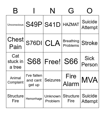 Call Taker Bingo Card