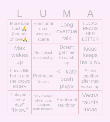 Lumax bingo Card