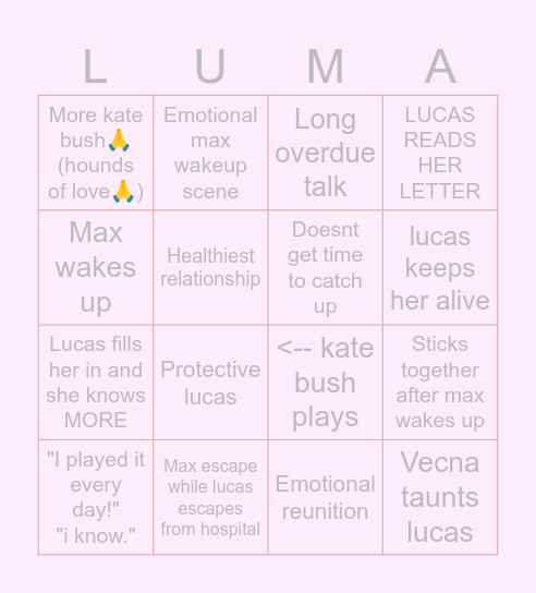 Lumax bingo Card