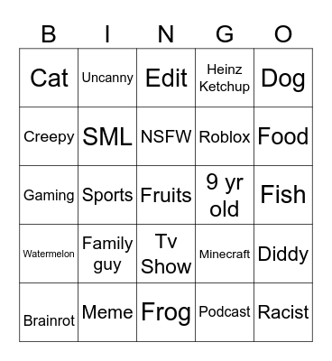 Youtube Shorts Card Bingo Card