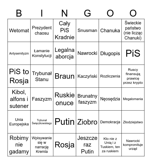 Platformerskie bingo Card