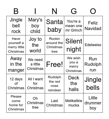 Christmas Bingo Card