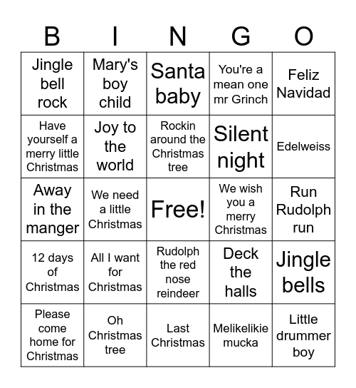 Christmas Bingo Card