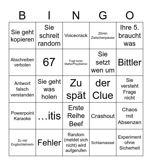 Tanja Bingo Card