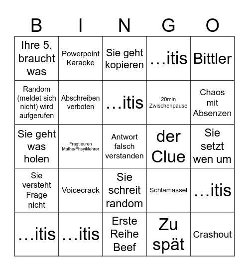 Tanja Bingo Card