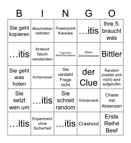 Tanja Bingo Card