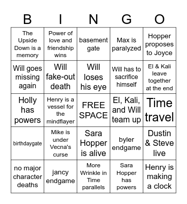 ST 5 BINGO Card