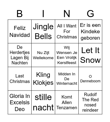 Kerst Bingo Card