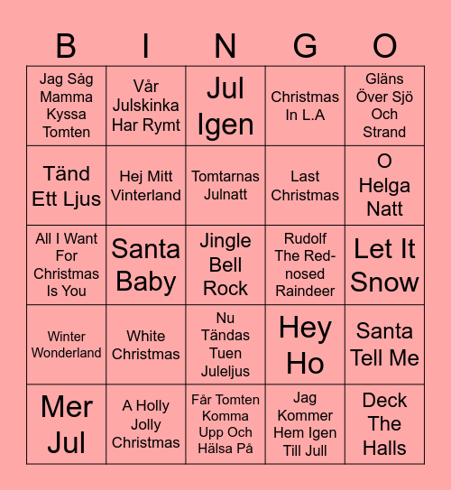 Julbingo! Bingo Card
