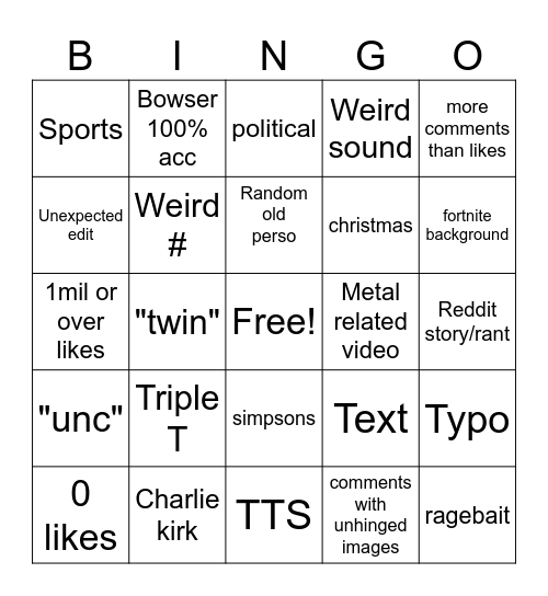 TT BIngo Card