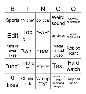 TT BIngo Card