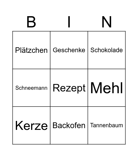 Weihnachts-Bingo Card