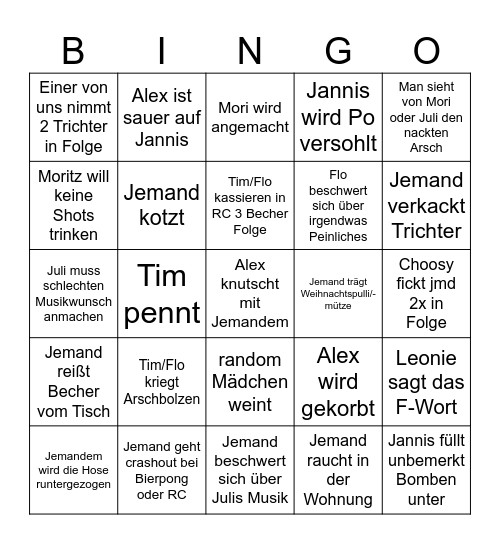Gaga Bingo Weihnahctsbumms Bingo Card