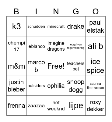 buziek mingo Bingo Card