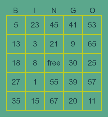 Call List Bingo Card