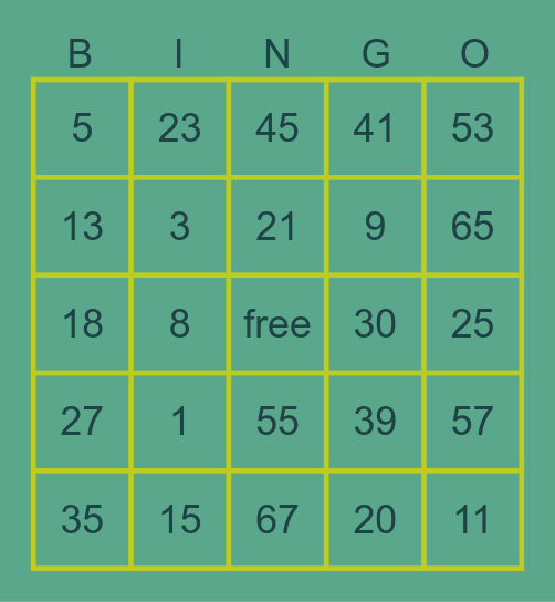 Call List Bingo Card