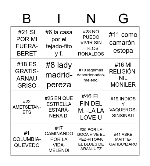 BINGO ARKE Bingo Card