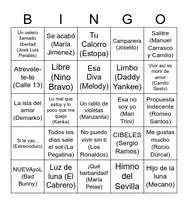 BINGO MUSICAL NAVIDAD 2025 Bingo Card