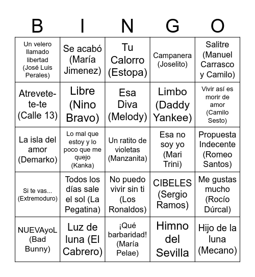 BINGO MUSICAL NAVIDAD 2025 Bingo Card