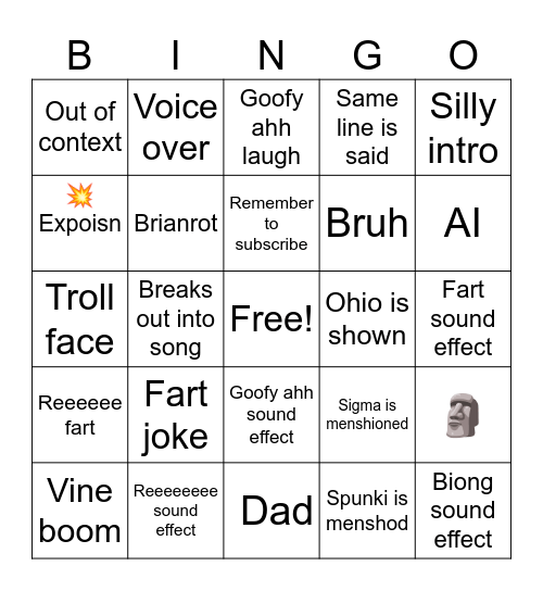 Buley try not to laugh bingo Card