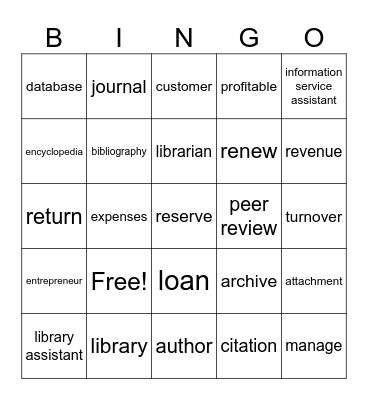 Library Bingo Card