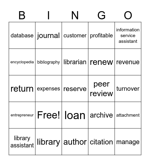 Library Bingo Card