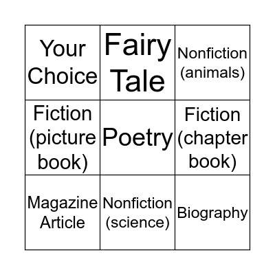 Reading Homework  Bingo Card