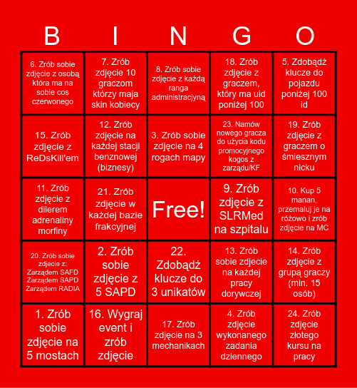 BINGO SAFD 1.0 Bingo Card