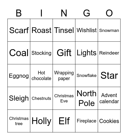Christmas bingo Card
