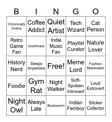 Types of People Bingo Card