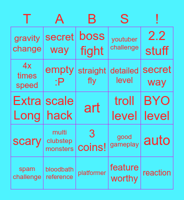 GD recent tab Bingo Card