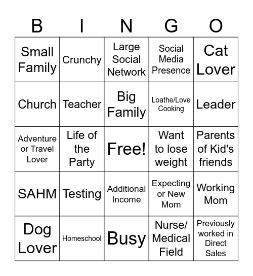 Sharing Bingo Card