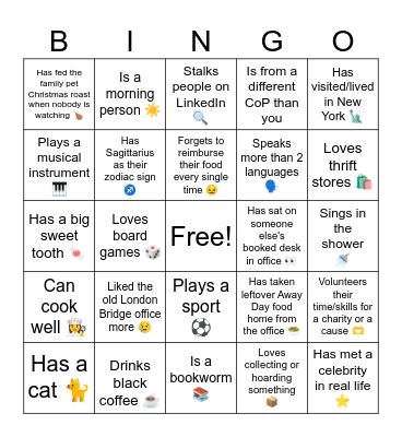 London Christmas Party Bingo! Bingo Card