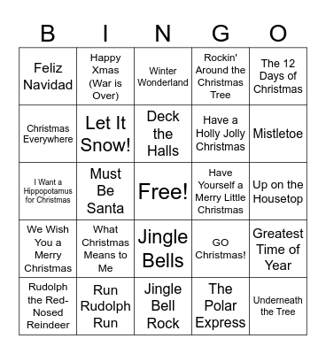 Holiday SINGO Bingo Card