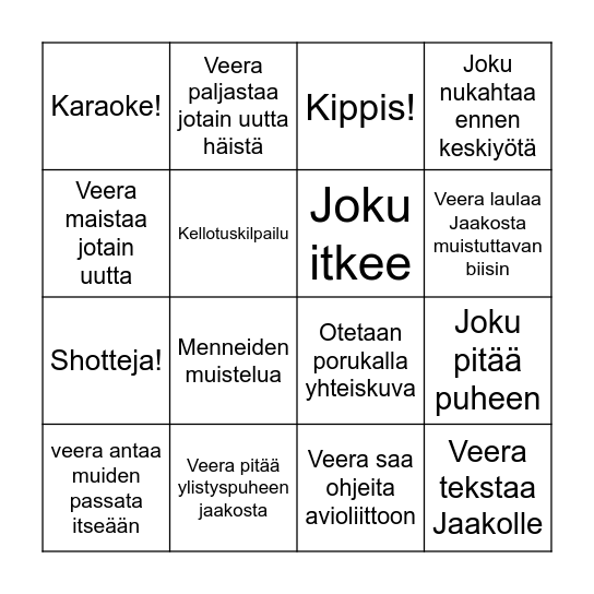 Polttaribingo! Bingo Card