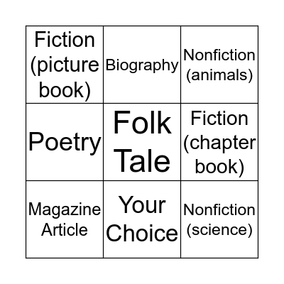 Reading Homework  Bingo Card