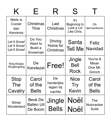 Kerst Muziek Bingo Card