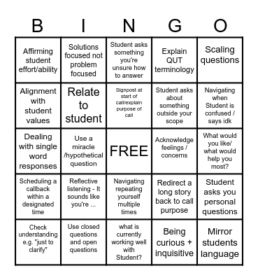 skills Bingo Card