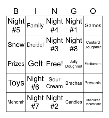 Chanukah Bingo Card
