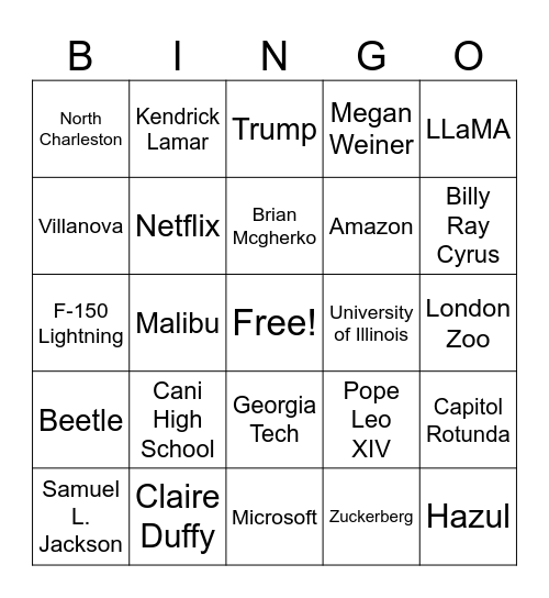 December 18 Live Classroom Bingo Card