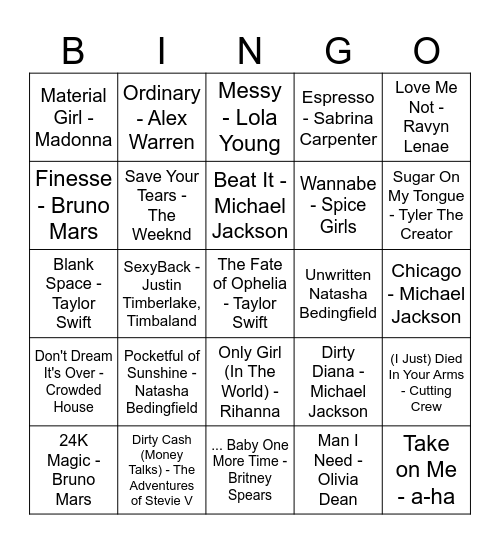 Amare Muziek Bingo Card