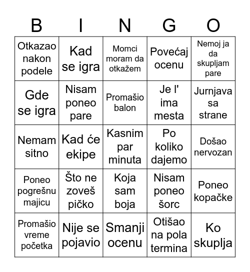 Termin Bingo Card