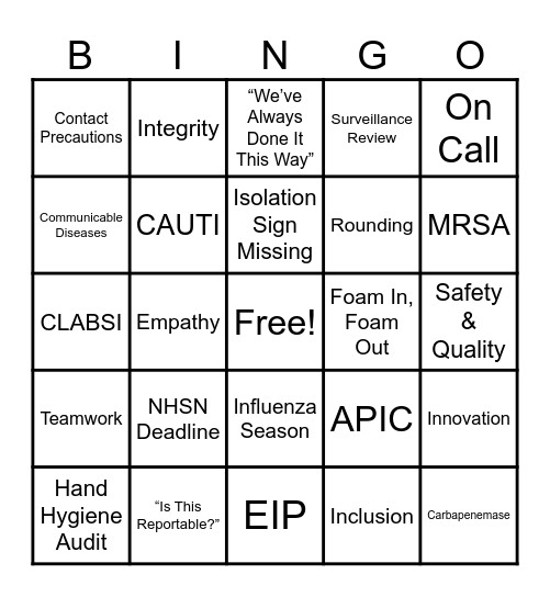 IP Retreat Bingo Card
