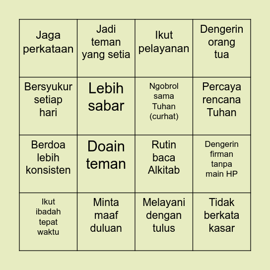 Remaja GKNI 2025 Bingo Card