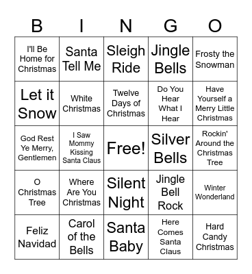 Christmas Music Bingo Card