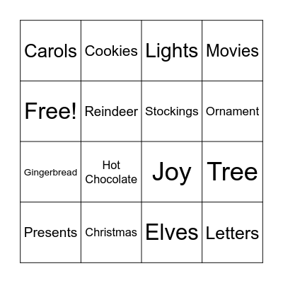 Holiday Bingo Card
