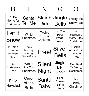 Christmas Music Bingo Card