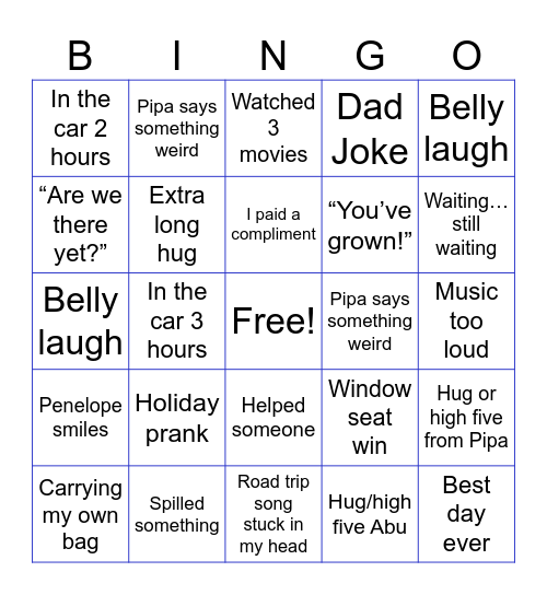 Family Bingo! Bingo Card